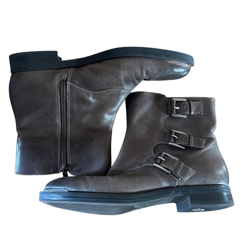 Enzo Angiolini Womens Size 8 M Brown Leather Eaelliot 3 Buckle Ankle Boots Fall